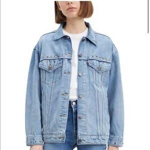 Levi's Blue Baggy Trucker Embellished Denim Jacket Size Medium NWT